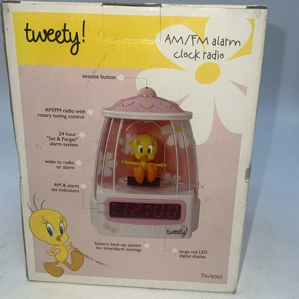 Rare VINTAGE LOONEY TUNES TWEETY BIRD ALARM CLOCK RADIO New Open Box